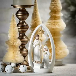 White Resin Holy Family Nativity Scene