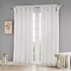 White Rosette Tab Top Curtain Panel, 63 in.
