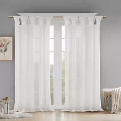 White Rosette Tab Top Curtain Panel, 95 in.