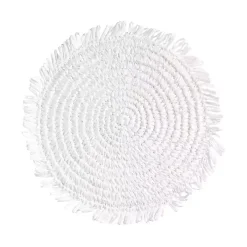 White Rustic Raffia Placemats, Set of 4