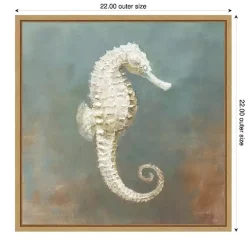 White Seahorse Framed Canvas Art Print