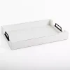 White Slatted Wood & Metal Handles Tray