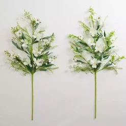 White Spring Flower Stems, Set of 2
