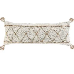 White Textured Diamond Lumbar Pillow
