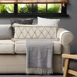 White Textured Diamond Lumbar Pillow