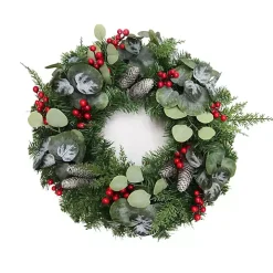 White Tip Pinecone and Eucalyptus Wreath