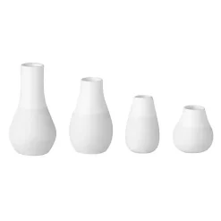White Two-Toned Mini Vases, Set of 4