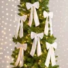 White Velvet Bow 6-pc. Ornament Set, 12 in.