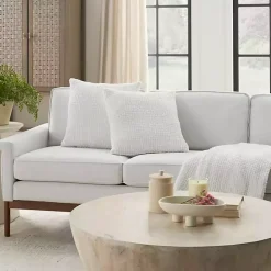 White Waffle Knit Chenille Throw Pillows, Set of 2