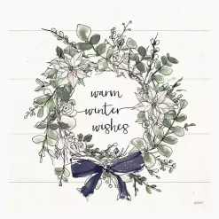 White Warm Winter Wishes Wreath Canvas Art Print