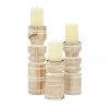 White Washed Wood Column Candle Holders, Set of 3