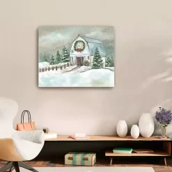 White Winter Barn Canvas Art Print, 30x24 in.