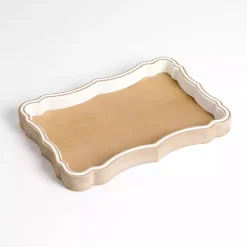 Whitewash Scalloped Decorative Wood Tray