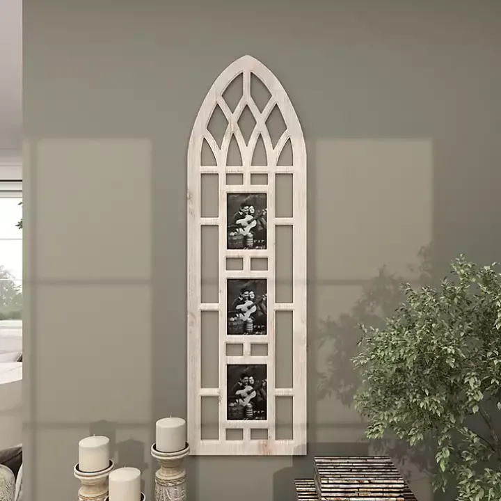 Whitewash Window Arch 3-Opening Collage Frame