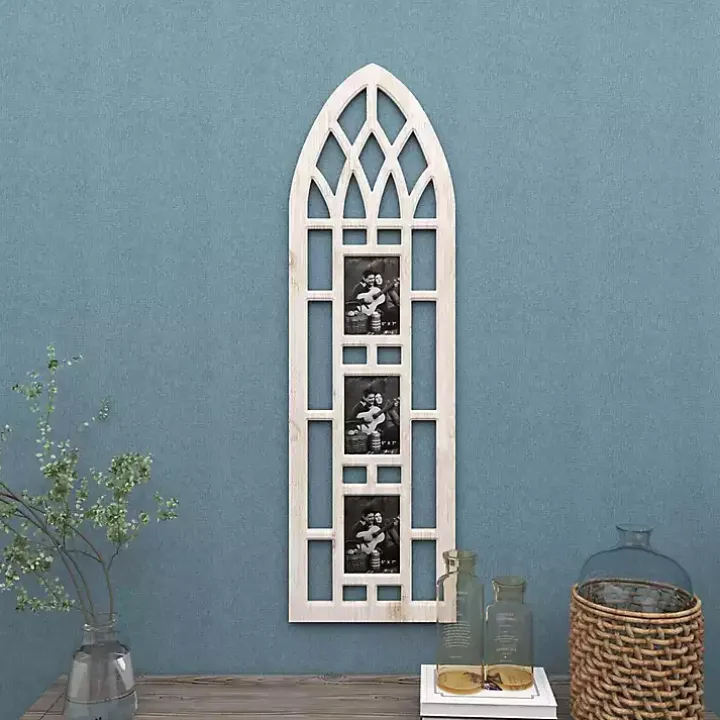 Whitewash Window Arch 3-Opening Collage Frame