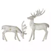 Whitewashed Carved Reindeer Figurines, Set of 2
