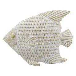 Whitewashed Ceramic Woven Fish Statue