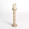 Whitewashed Spindle Pillar Candle Holder, 14 in.