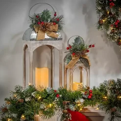 Whitewashed Winter Burlap LED Lanterns, Set of 2