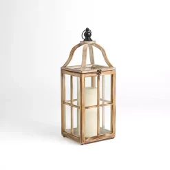 Whitewashed Wood Brier Lantern, 31 in.