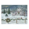 Winter Barn with Wreath Christmas Canvas Art Print