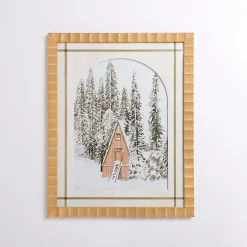 Winter Cabin in the Woods Framed Art Print