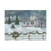 Winter Christmas Barn Canvas Art Print, 40x30 in.