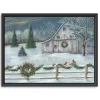 Winter Christmas Barn Framed Canvas Art Print