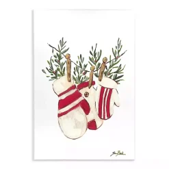 Winter Mittens on Clothesline Wall Plaque