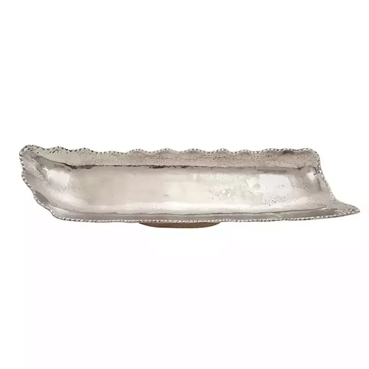 Wood and Metal Scalloped Rim Tray