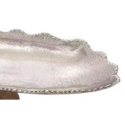 Wood and Metal Scalloped Rim Tray