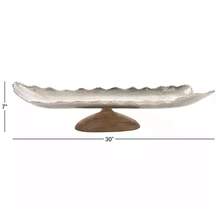Wood and Metal Scalloped Rim Tray