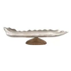 Wood and Metal Scalloped Rim Tray