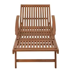 Wood 2-pc. Outdoor Lounge Chair with Leg Rest Set