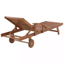 Wood 2-pc. Outdoor Lounge Chair with Leg Rest Set