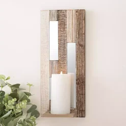 Wood Plank Mirrored Wall Sconce