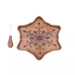 Wood Snowflake Serving Board with Spreader