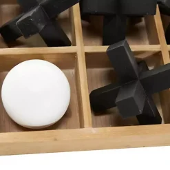 Wooden Black & White 3D Tic Tac Toe Set