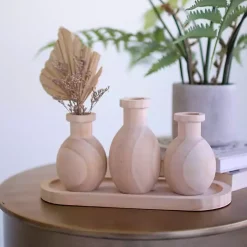 Wooden Bud Vases on Tray