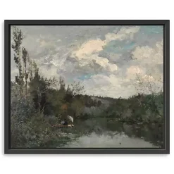 Woodland Lake Framed Canvas Art Print