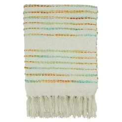 Woven Rainbow Stripe Tassel Throw