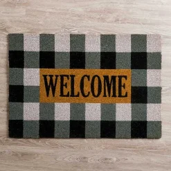 XL Black and White Buffalo Check Welcome Doormat