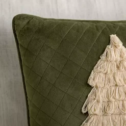 Yarn Fringe Christmas Tree Pillow