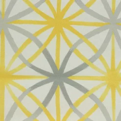 Yellow & Gray Geometric Flowers Outdoor Pillow