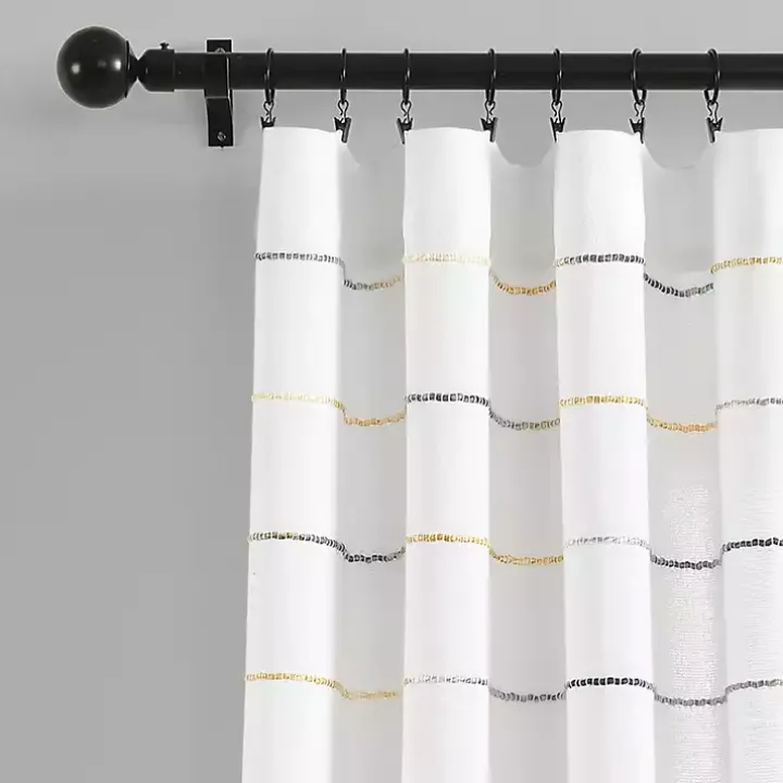 Yellow and Gray Stripe Curtain Panel Set, 95 in.