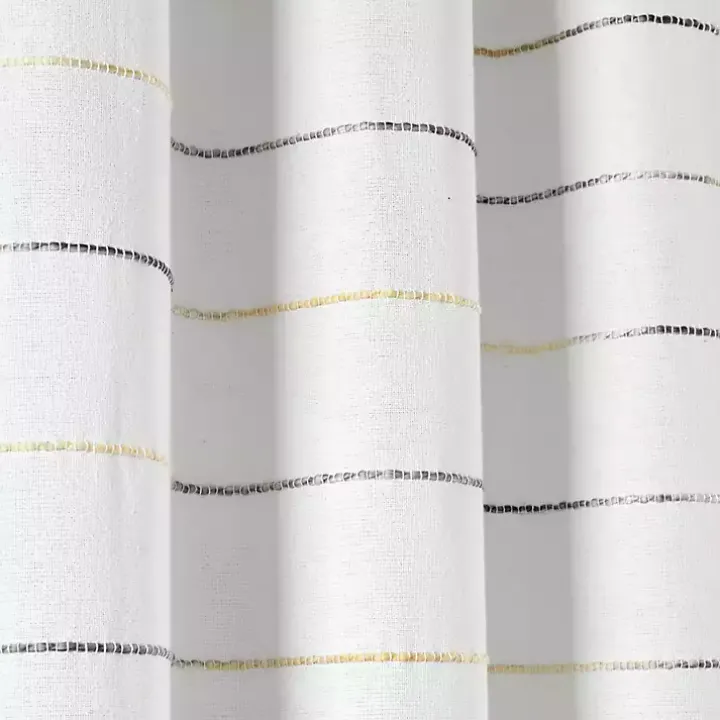 Yellow and Gray Stripe Curtain Panel Set, 95 in.