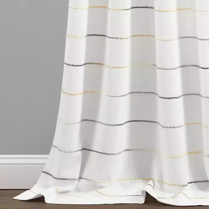 Yellow and Gray Stripe Curtain Panel Set, 95 in.