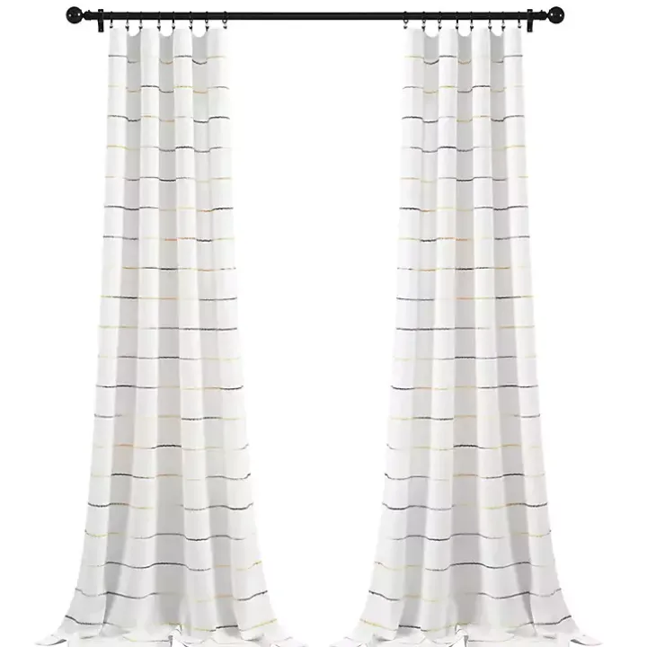 Yellow and Gray Stripe Curtain Panel Set, 95 in.