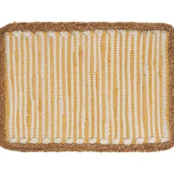 Yellow and White Striped Placemats, Set of 4
