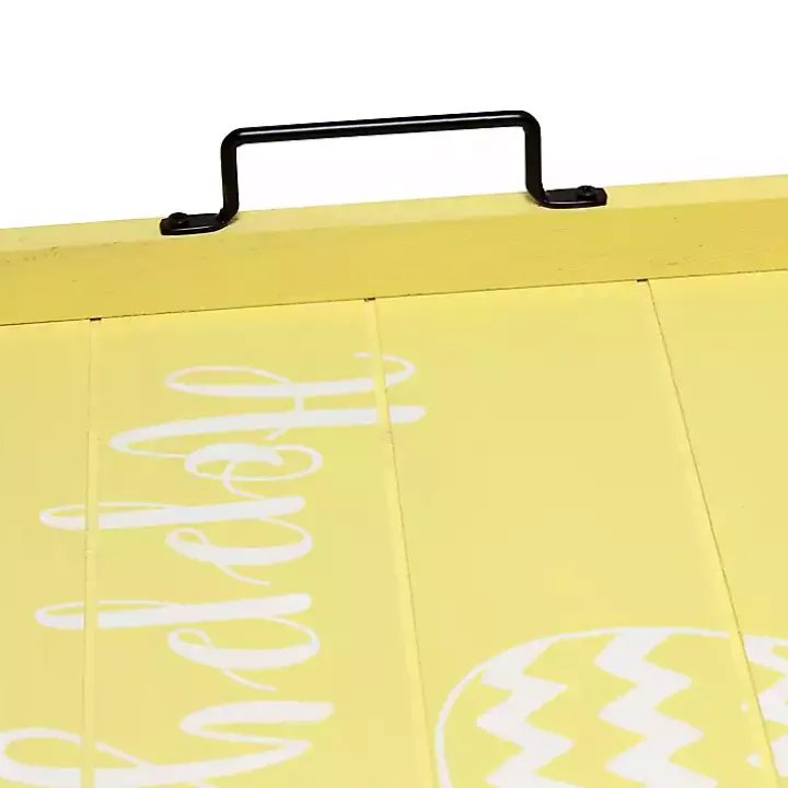 Yellow Hoppy Easter Wood Tray